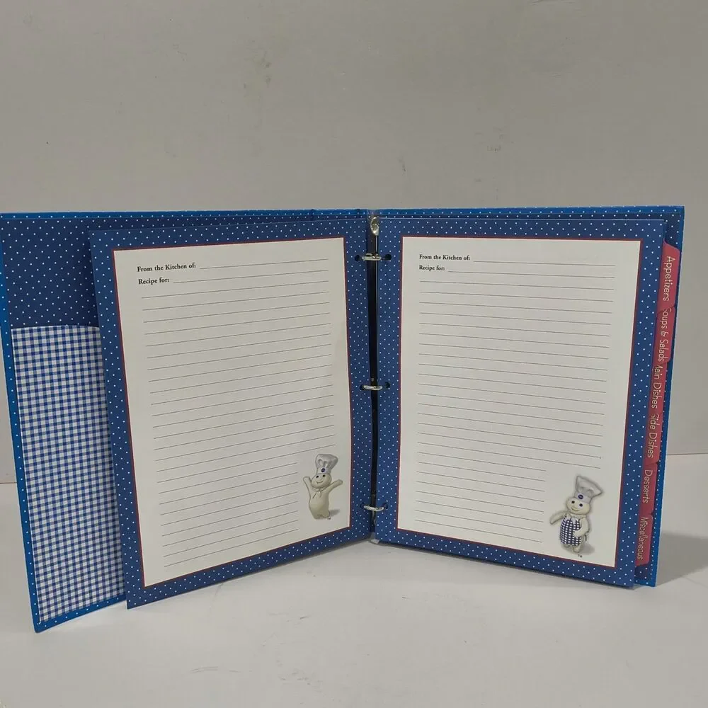Pillsbury Doughboy Deluxe Recipe Keeper 3 Ring Binder with Cards Dividers